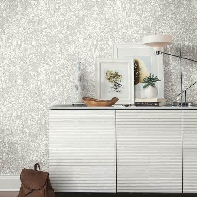 chinoiserie-wallpaper-light-grey-york-wallcoverings-af6573 - York Wallcoverings Wallpaper
