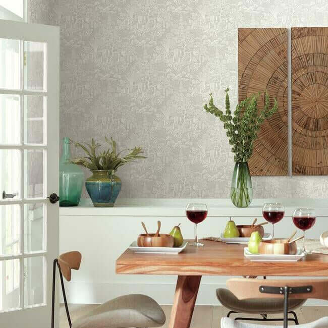 chinoiserie-wallpaper-light-grey-york-wallcoverings-af6573 - York Wallcoverings Wallpaper