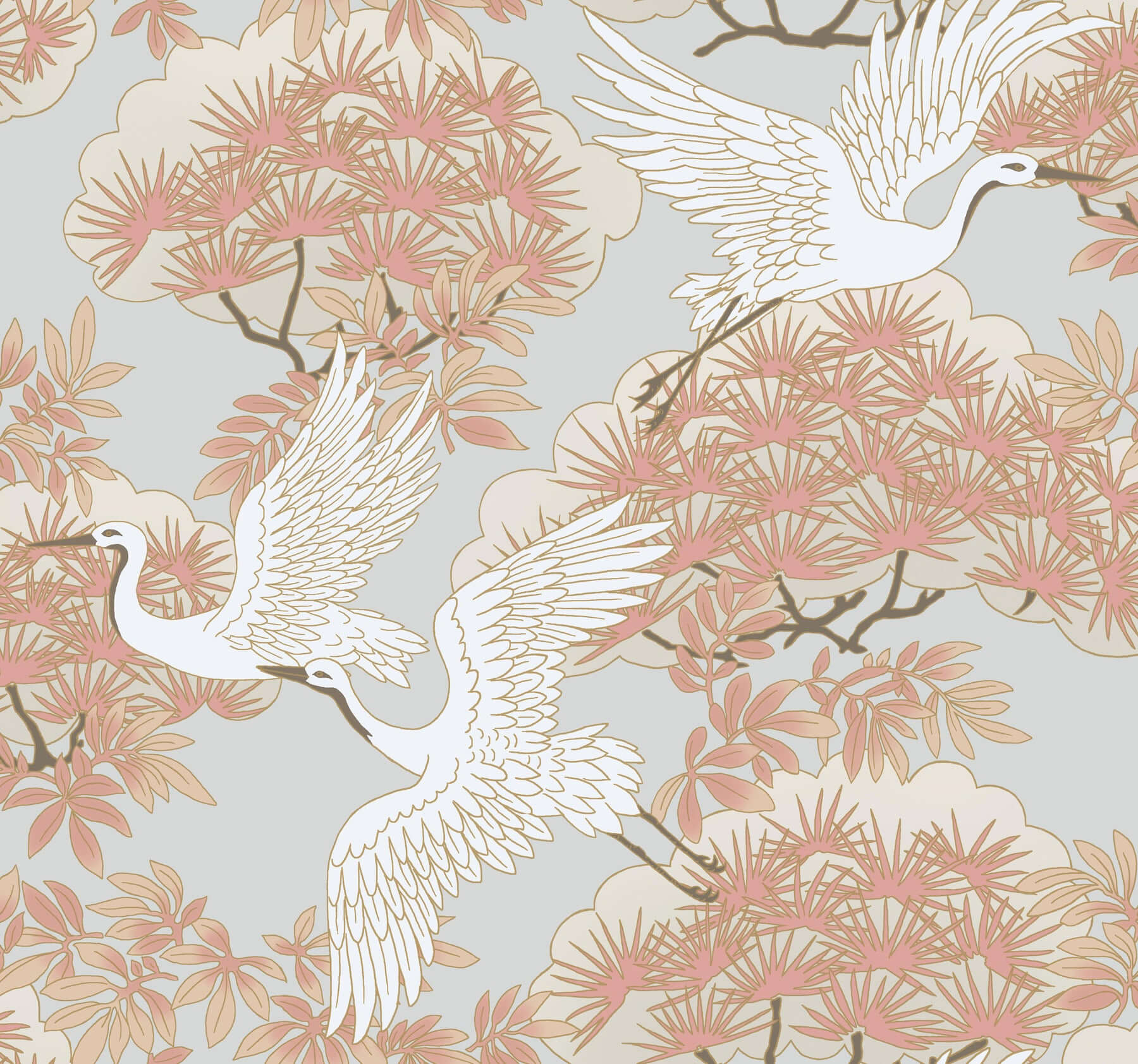 sprig-heron-coral-wallpaper-york-wallcoverings-af6590 - York Wallpaper Wallpaper
