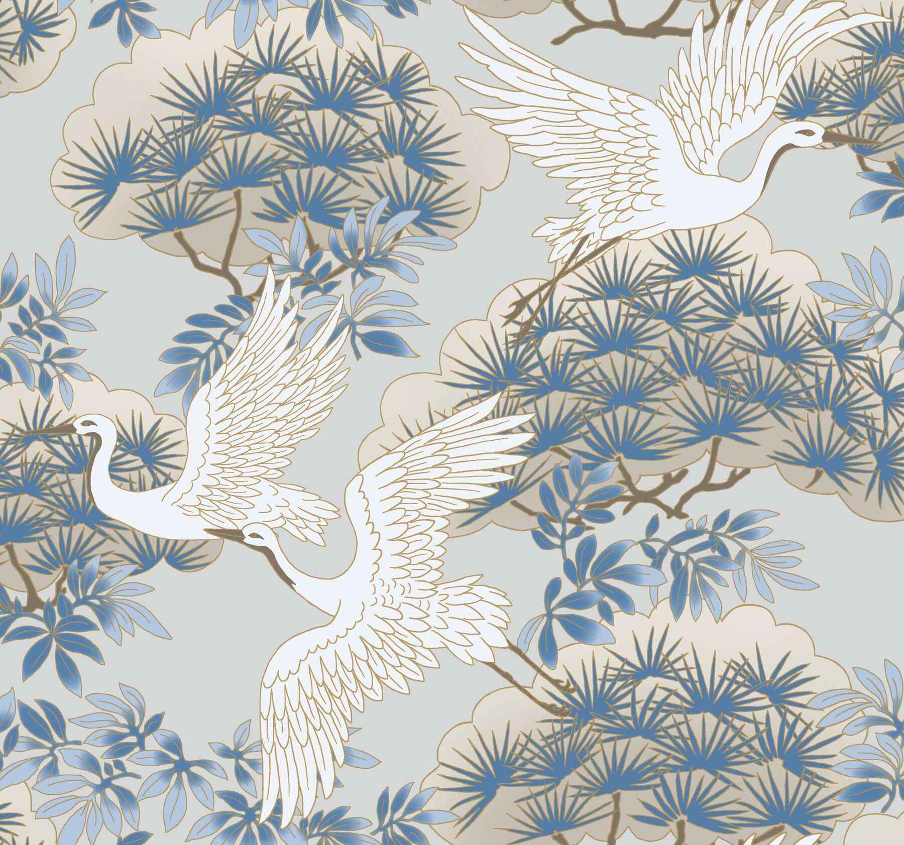 Sprig & Heron Light Blue Wallpaper - York Wallcoverings - AF6591