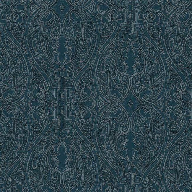 ascot-damask-wallpaper-indigo-york-wallcoverings-ho2133 - York Wallcoverings Wallpaper