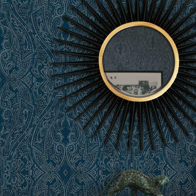 ascot-damask-wallpaper-indigo-york-wallcoverings-ho2133 - York Wallcoverings Wallpaper