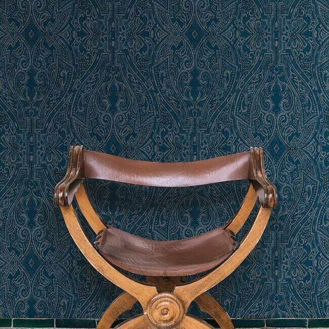 ascot-damask-wallpaper-indigo-york-wallcoverings-ho2133 - York Wallcoverings Wallpaper