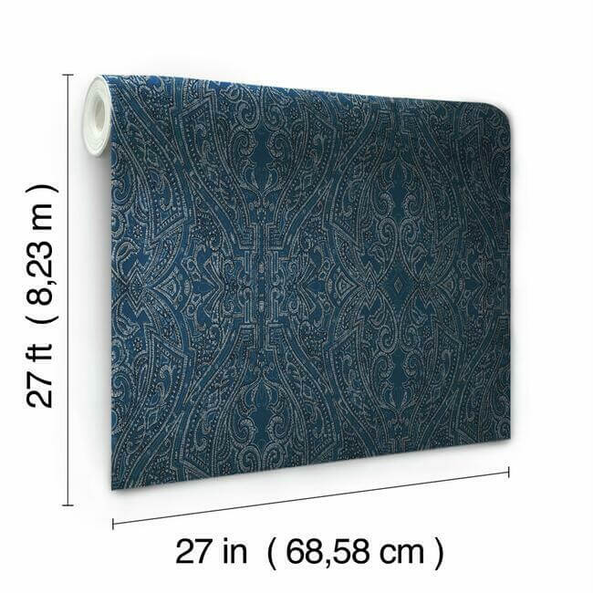 ascot-damask-wallpaper-indigo-york-wallcoverings-ho2133 - York Wallcoverings Wallpaper