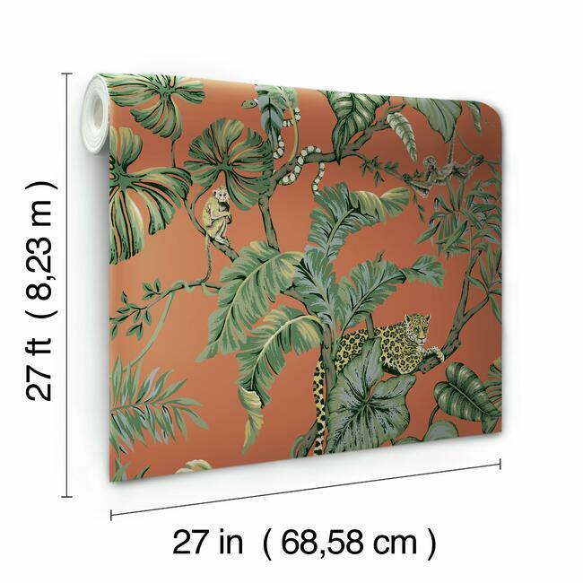 jungle-cat-wallpaper-orange-york-wallcoverings-ho2142 - York Wallcoverings Wallpaper