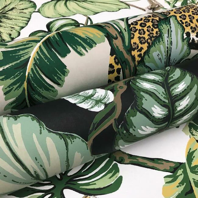 jungle-cat-wallpaper-white-york-wallcoverings-ho2145 - York Wallcoverings Wallpaper