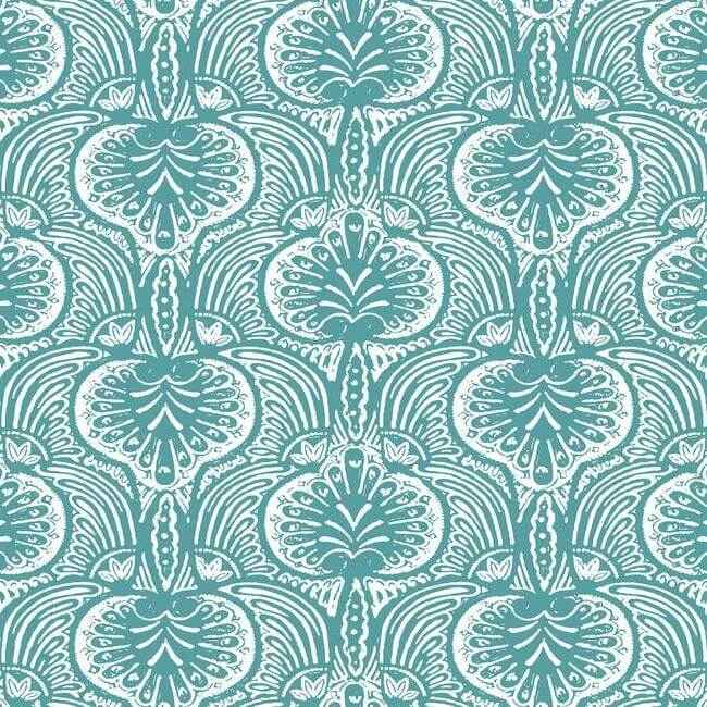 Lotus Palm Aqua Wallpaper - York Wallcoverings - HO2151