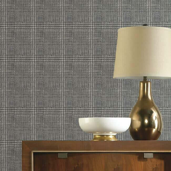 shirting-plaid-black-wallpaper-york-wallcoverings-ho2170 - York Wallpaper Wallpaper