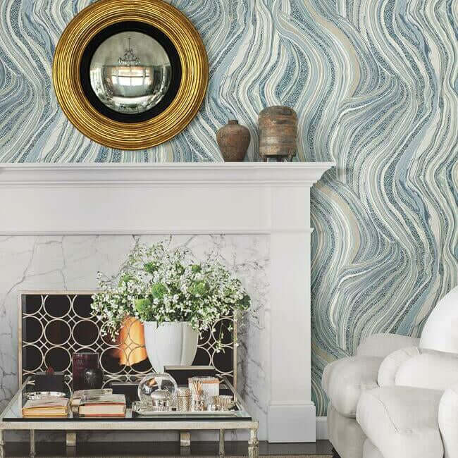 streaming-cheetah-blue-wallpaper-york-wallcoverings-ho2173 - York Wallpaper Wallpaper