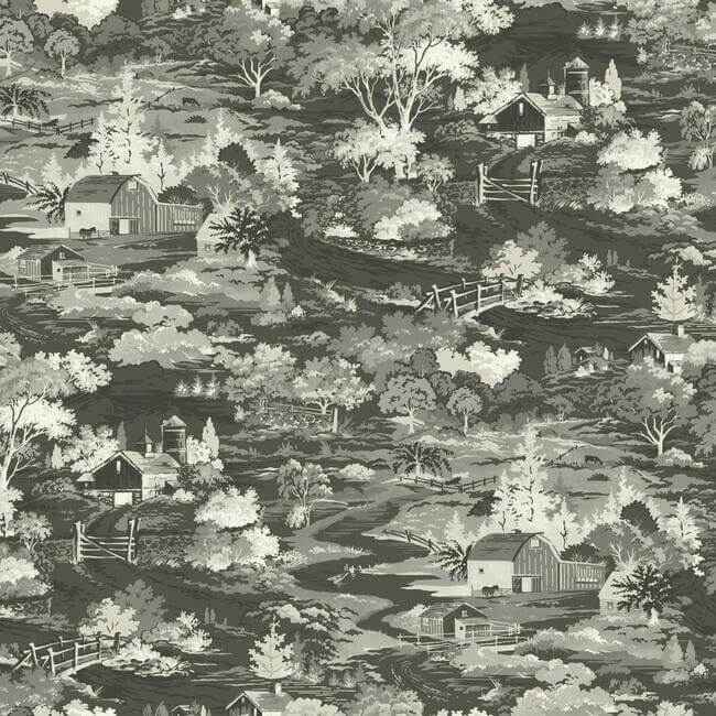 Homestead Black & Grey Wallpaper - York Wallcoverings - MH1500 - York Wallcoverings Wallpaper