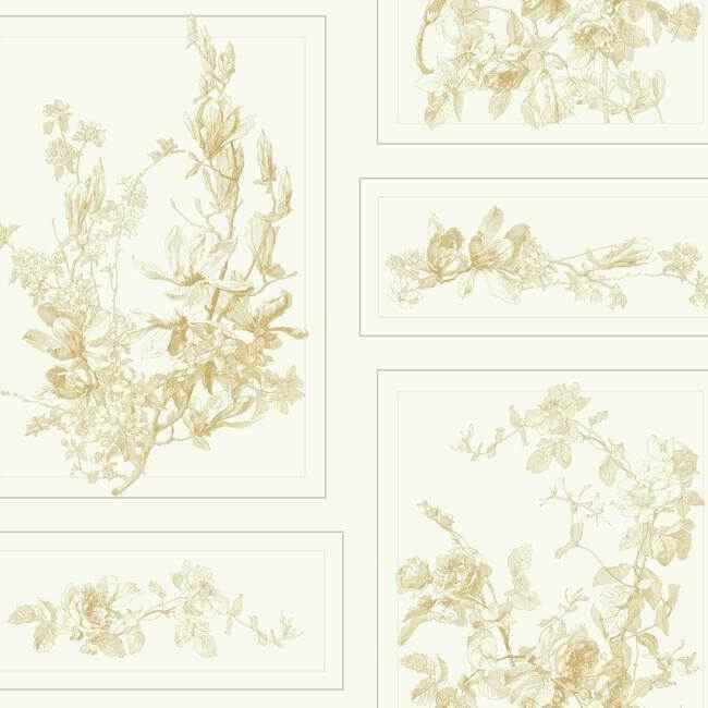 The Magnolia Brown & White Wallpaper - York Wallcoverings - MH1546 - York Wallcoverings Wallpaper