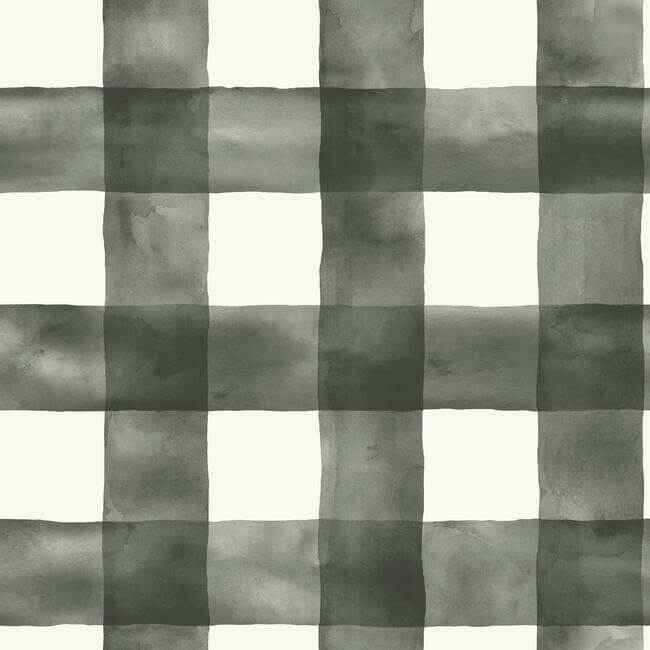 Watercolor Check Black & White Wallpaper - York Wallcoverings - MH1516 - York Wallcoverings Wallpaper
