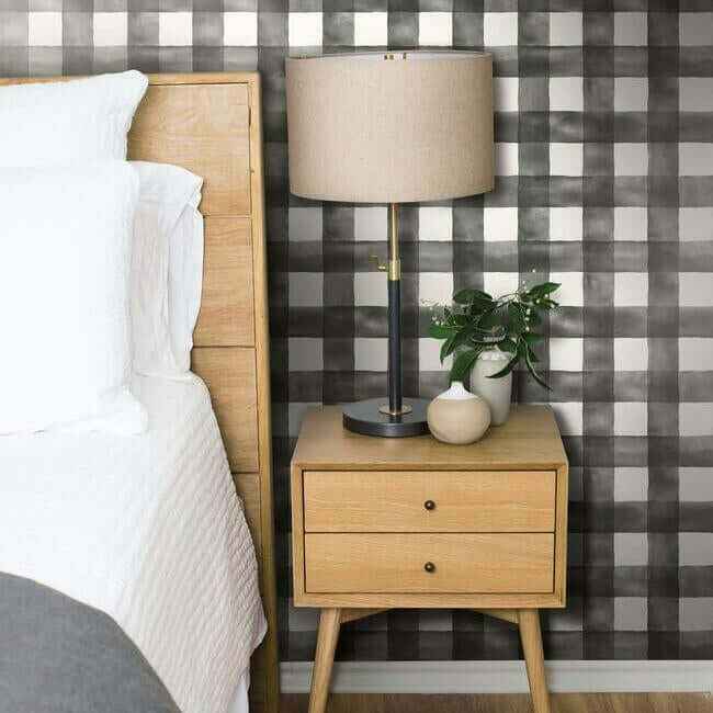 Watercolor Check Black & White Wallpaper - York Wallcoverings - MH1516 - York Wallcoverings Wallpaper