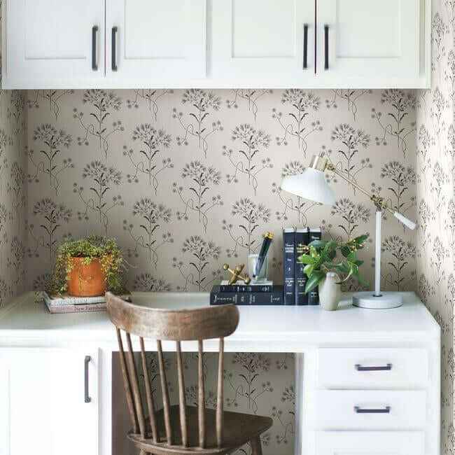 Wildflower Black & White Wallpaper - York Wallcoverings - ME1515 - York Wallcoverings Wallpaper