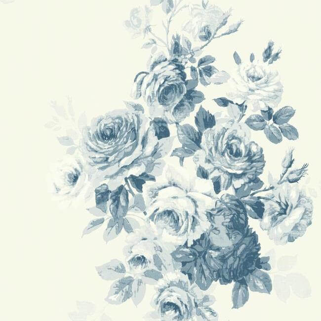 tea-rose-wallpaper-blue-york-wallcoverings-me1531 - York Wallcoverings Wallpaper