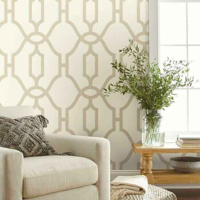 Woven Trellis Beige Wallpaper - York Wallcoverings - ME1554 - York Wallcoverings Wallpaper