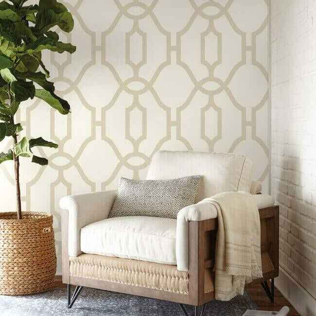 Woven Trellis Beige Wallpaper - York Wallcoverings - ME1554 - York Wallcoverings Wallpaper