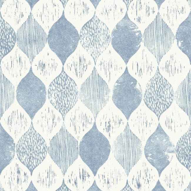 Woodblock Blue Wallpaper - York Wallcoverings - ME1568 - York Wallcoverings Wallpaper