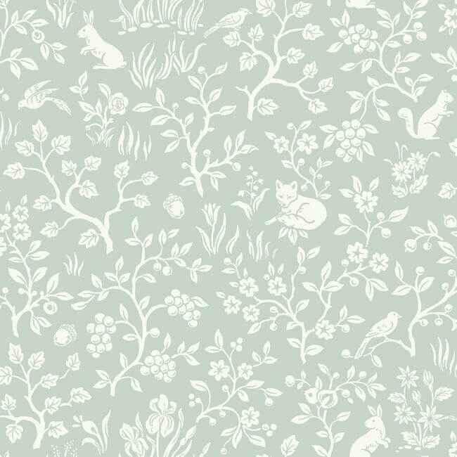 Fox & Hare Green Wallpaper - York Wallcoverings - MK1111 - York Wallcoverings Wallpaper