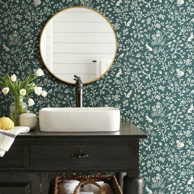 fox-hare-wallpaper-weekends-teal-york-wallcoverings-me1574