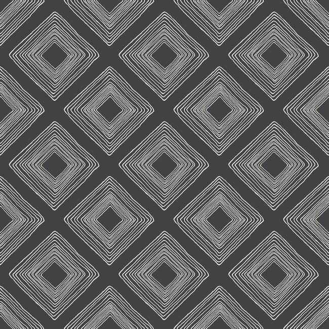 Diamond Sketch White & Black Wallpaper - York Wallcoverings - ME1576 - York Wallcoverings Wallpaper