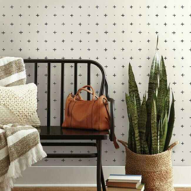 Cross Stitch Black Wallpaper - York Wallcoverings - MK1100