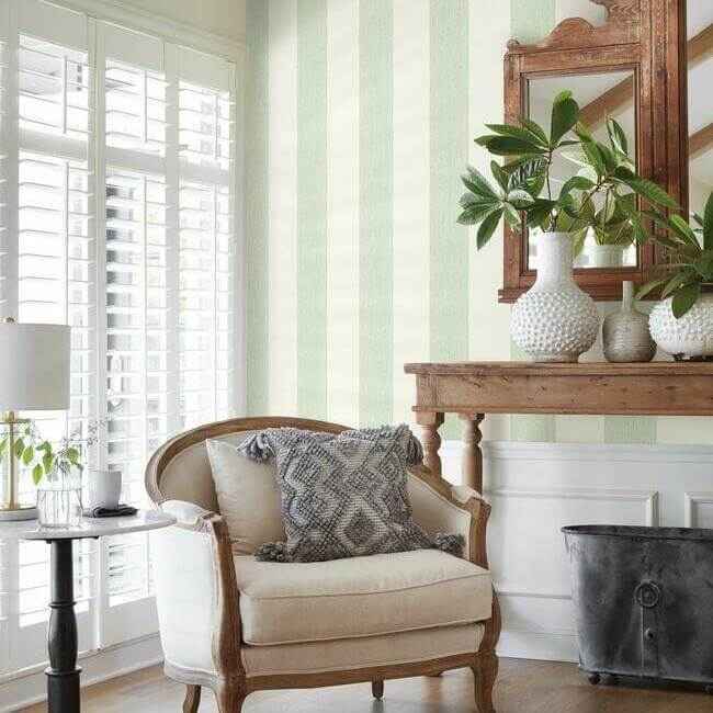 Thread Stripe Green Wallpaper - York Wallcoverings - MK1116 - York Wallcoverings Wallpaper