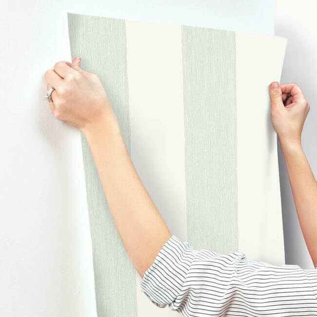 Thread Stripe Green Wallpaper - York Wallcoverings - MK1116 - York Wallcoverings Wallpaper
