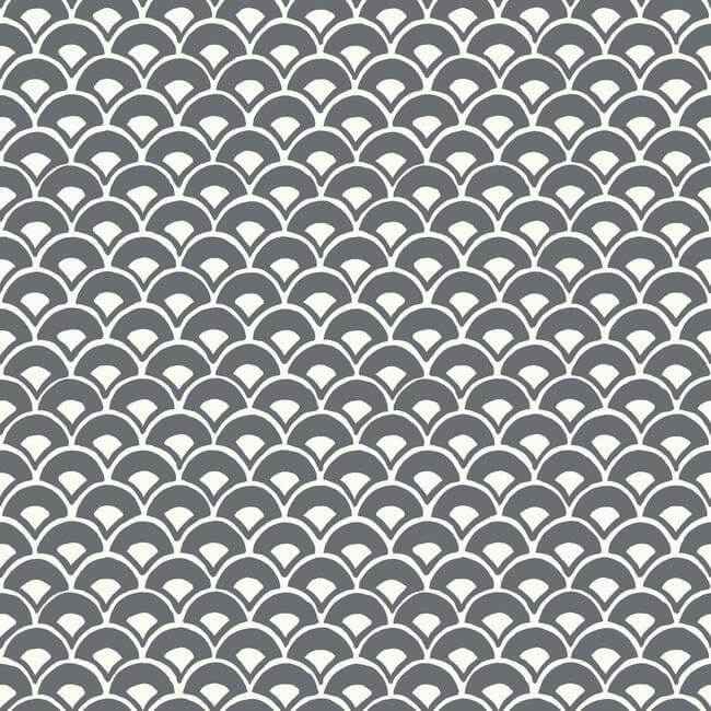 Stacked Scallops Grey Wallpaper - York Wallcoverings - MK1150 - York Wallcoverings Wallpaper