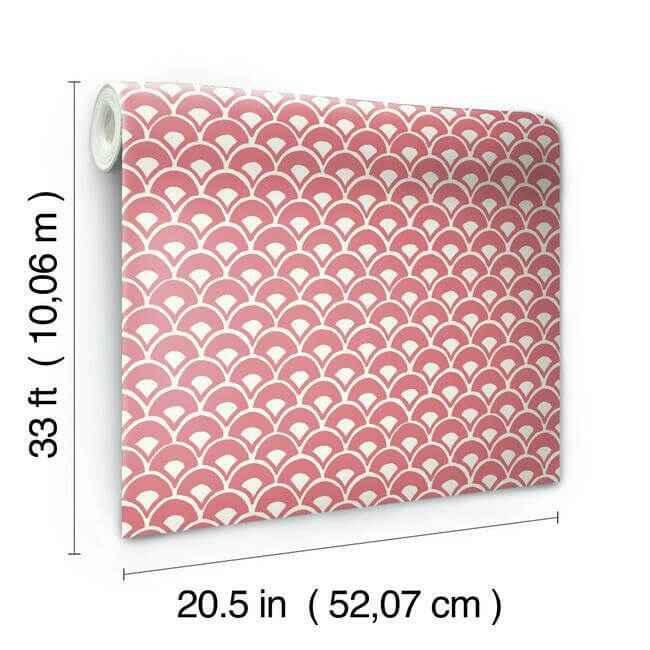 Stacked Scallops Pink Wallpaper - York Wallcoverings - MK1155 - York Wallcoverings Wallpaper