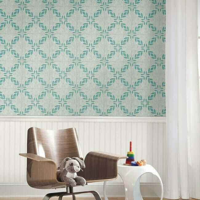 Botanical Trellis Acoustical Peel Stick Tiles Snow - York Wallcoverings - QWS1020 - York Wallcoverings Wallpaper