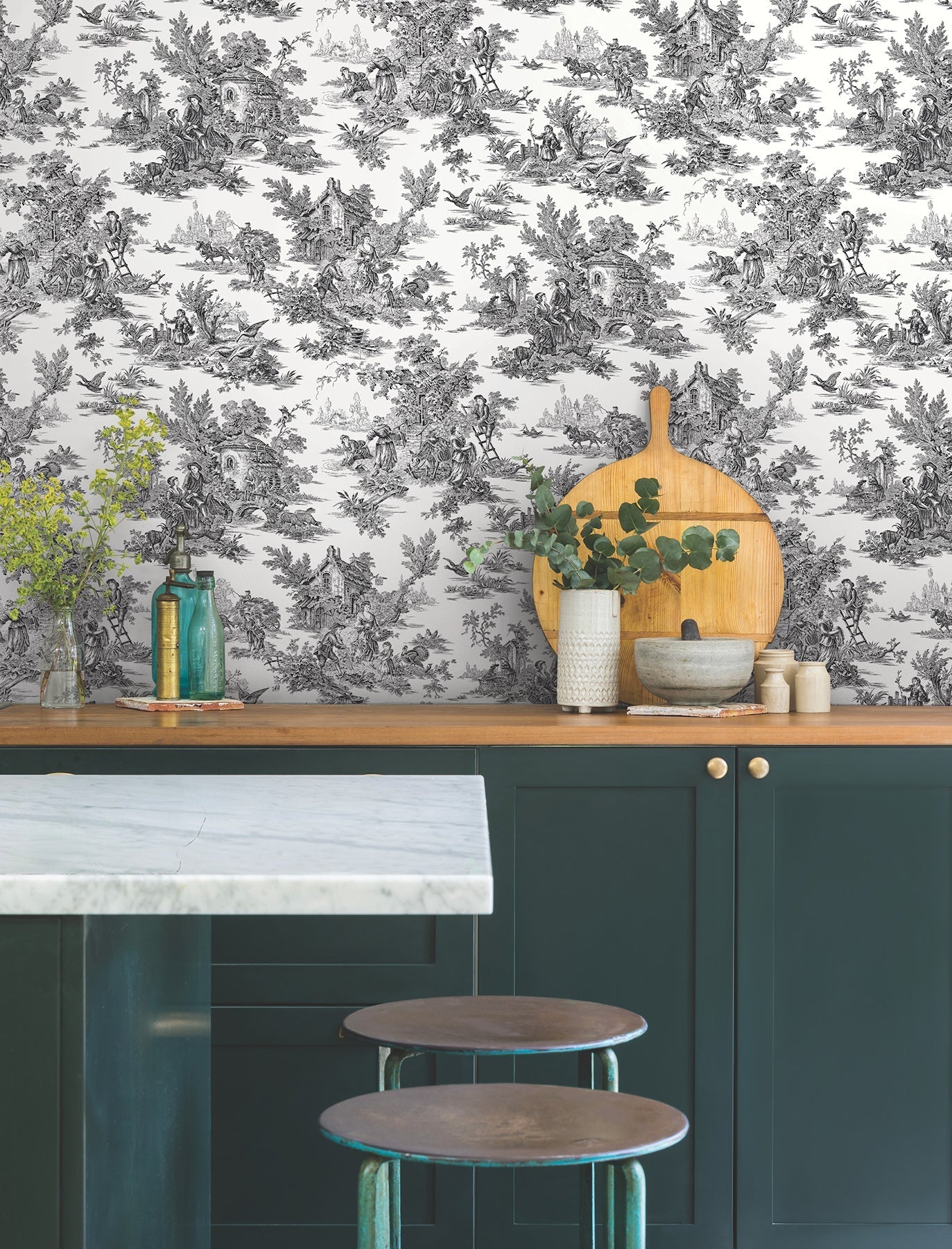 campagne-toile-black-white-wallpaper-york-wallcoverings-at4228 - York Wallcoverings Wallpaper