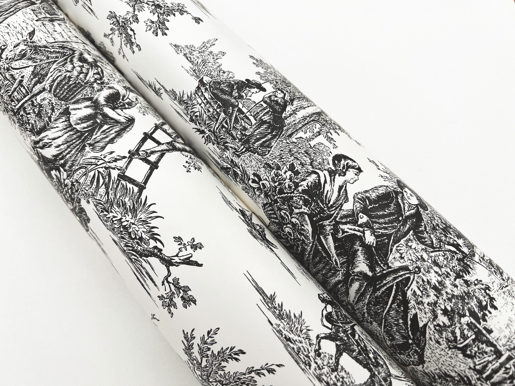 campagne-toile-black-white-wallpaper-york-wallcoverings-at4228 - York Wallcoverings Wallpaper
