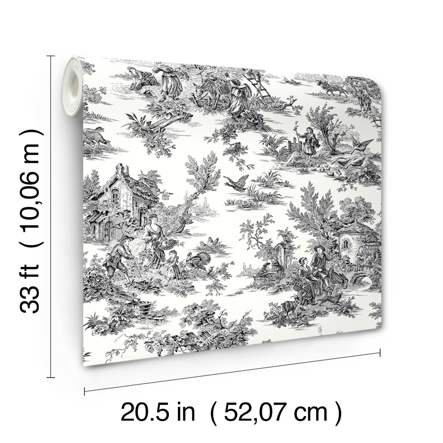 campagne-toile-black-white-wallpaper-york-wallcoverings-at4228 - York Wallcoverings Wallpaper