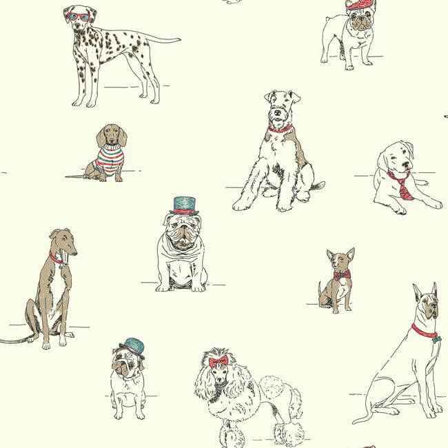 Dog's Life Red & Blue Wallpaper - York Wallcoverings - AF1939 - York Wallcoverings Wallpaper