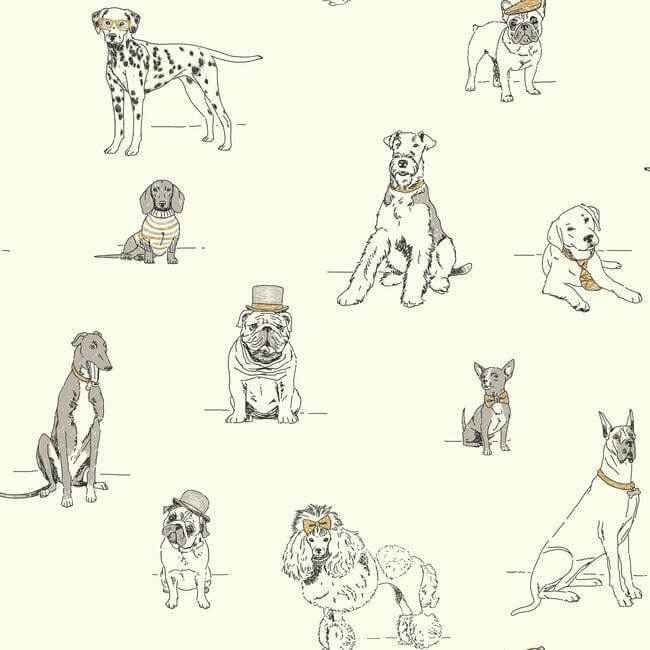 Dog's Life Silver & Gold Metallic Wallpaper - York Wallcoverings - AF1938 - York Wallcoverings Wallpaper