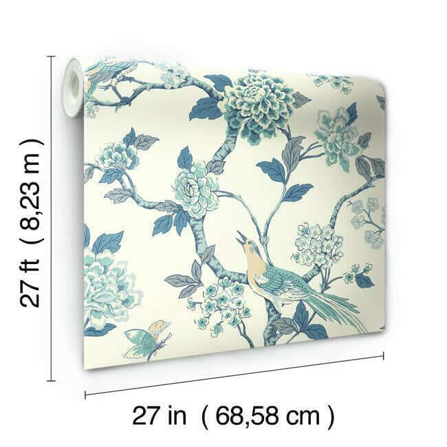 fanciful-blue-white-wallpaper-york-wallcoverings-af1900 - York Wallpaper Wallpaper