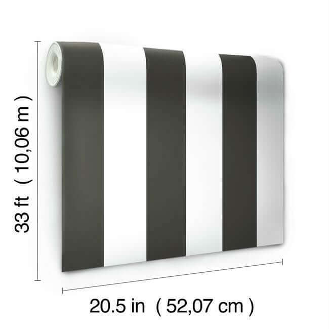 3-stripe-wallpaper-blackwhite-york-wallcoverings-st5691 - York Wallcoverings Wallpaper