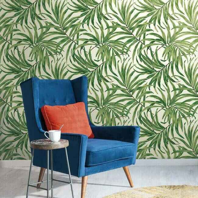 Bali Leaves Yellow & Tan Wallpaper - York Wallcoverings - AT7050 - York Wallcoverings Wallpaper