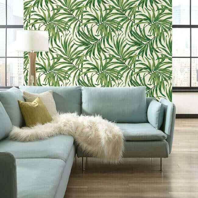 Bali Leaves Yellow & Tan Wallpaper - York Wallcoverings - AT7050 - York Wallcoverings Wallpaper