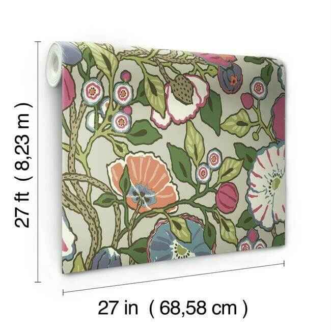 Vincent Poppies Wallpaper Brights - York Wallcoverings - CY1516 - York Wallcoverings Wallpaper