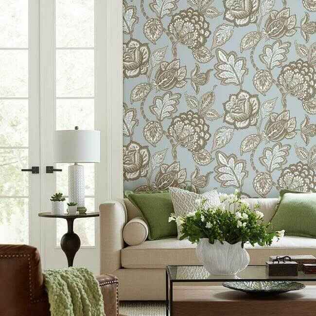 Mid Summer Jacobean Wallpaper Spabrown - York Wallcoverings - CY1540 - York Wallcoverings Wallpaper