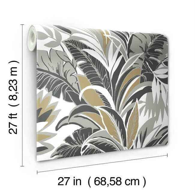 Palm Silhouette Black & Gold Wallpaper - York Wallcoverings - CY1567 - York Wallcoverings Wallpaper
