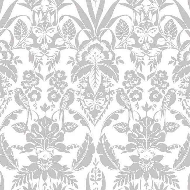 Botanical Damask Wallpaper Grey - York Wallcoverings - CY1582 - York Wallcoverings Wallpaper