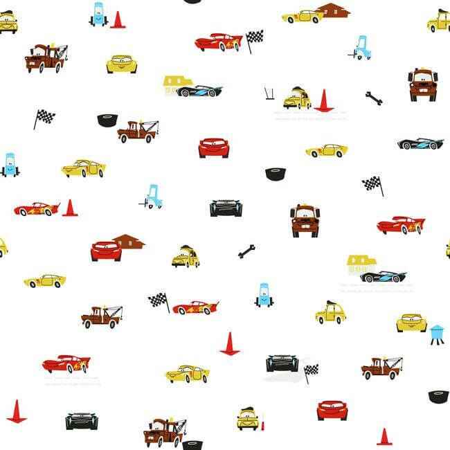 Disney & Pixar Cars Racing Spot White Wallpaper - York Wallcoverings - DI0921 - York Wallcoverings Wallpaper
