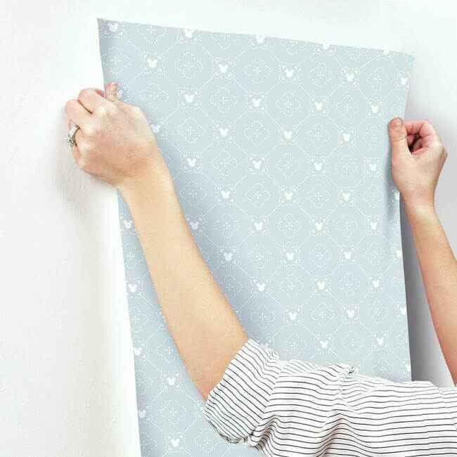 Disney Mickey Mouse Argyle Wallpaper Blue - York Wallcoverings - DI0978 - York Wallcoverings Wallpaper