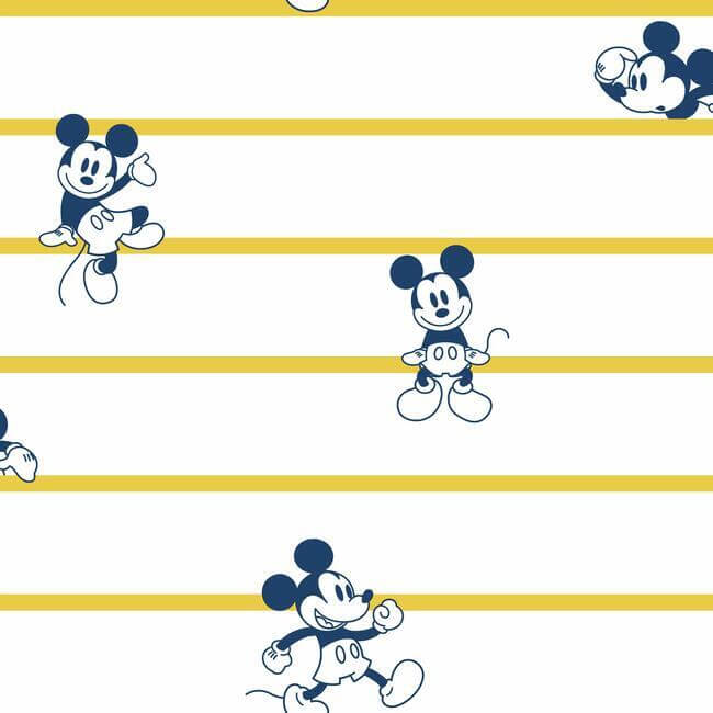 disney-mickey-mouse-stripe-wallpaper-yellow-york-wallcoverings-di0931 - York Wallcoverings Wallpaper