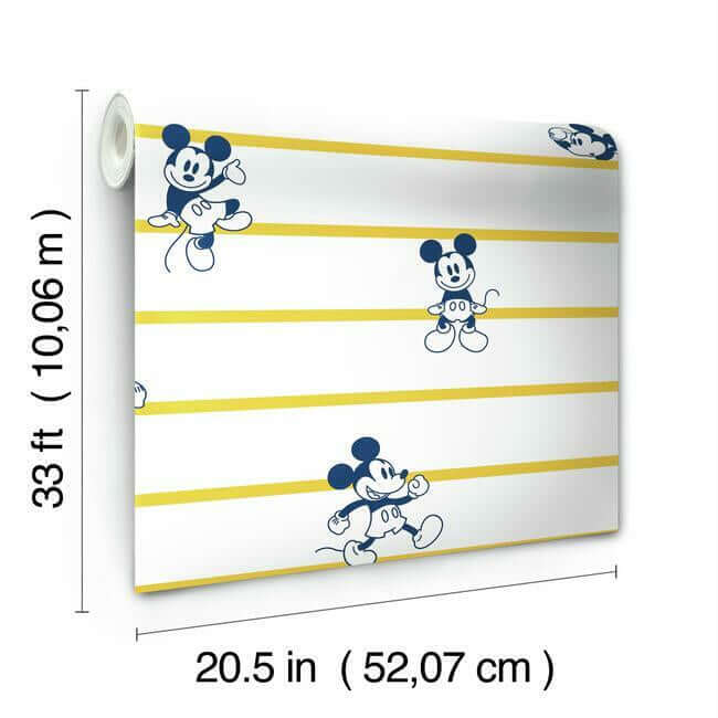 disney-mickey-mouse-stripe-wallpaper-yellow-york-wallcoverings-di0931 - York Wallcoverings Wallpaper
