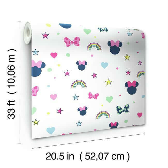 disney-minnie-mouse-rainbow-pink-wallpaper-york-wallcoverings-di0991 - York Wallcoverings Wallpaper