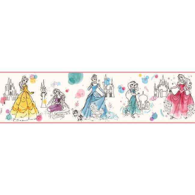 Disney Princess Pretty Elegant Blue & Green Border - York Wallcoverings - DI1021BD